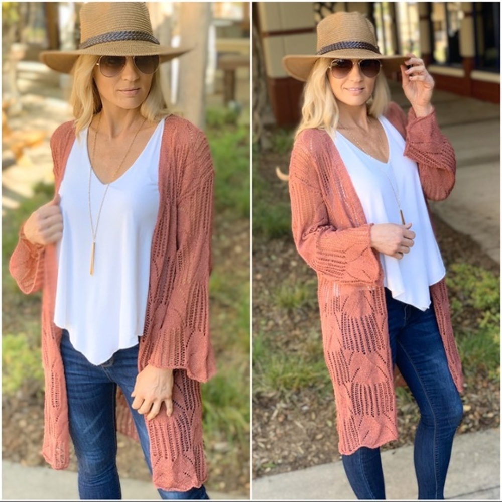 THIS IS NO DREAM CROCHET CARDIGAN-CINNAMON - Picture 5 of 6